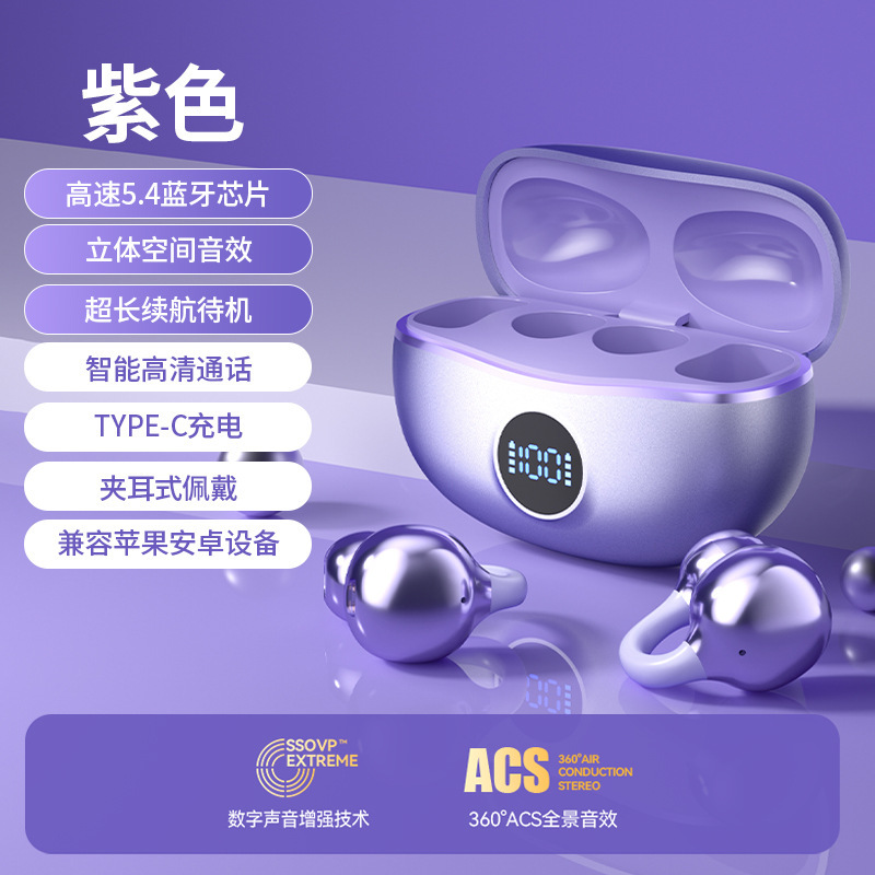 Source Factory 2025 クリップオン型骨伝導 OWS 長いバッテリー寿命と高品質のプライベートモデルノイズトゥルーワイヤレス Bluetooth ヘッドセット|undefined