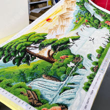 迎客松十字绣成品不带框纯手工出售已绣好2025新款客厅高端山水画