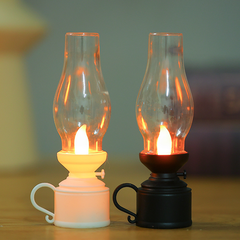 跨境复古发光煤油灯电子蜡烛灯LED 小马灯创意装饰摆件礼品风灯