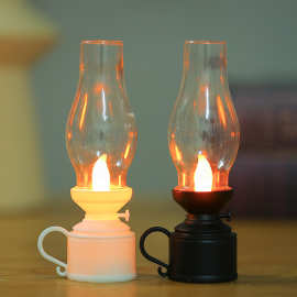 跨境复古发光煤油灯电子蜡烛灯LED 小马灯创意装饰摆件礼品风灯