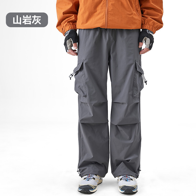 美式工装裤男女夏季宽松多口袋休闲裤速干褶皱伞兵户外阔腿裤|undefined