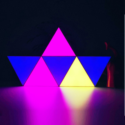 专利创意新品触摸灯幻彩大三角形壁灯卧室床头客厅墙上三角拼接|ms