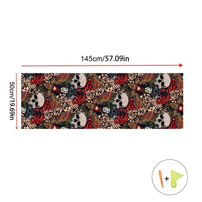New Cross-Border Car Interior Renovation and Modification Stickers Abc Pillar Self-Adhesive Fabric Creative Interior Accessories Car Roof (Car interior film) - flower-skull-145cm-50cm