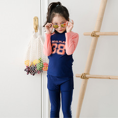 Children's swimsuit, girl's split swimsuit, long-sleeved snorkeling suit, Korean style sun protection, medium and large children's swimsuit, quick-drying wetsuit