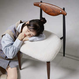 实木靠背椅简约餐椅家用卧室凳子休闲电脑椅书房办公学习铁艺椅子