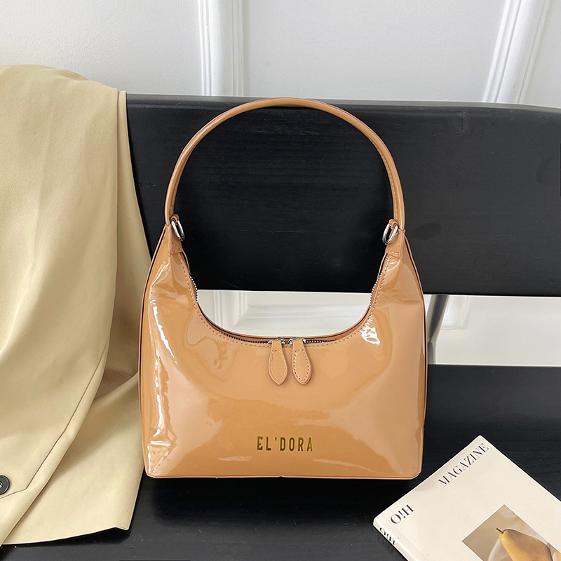 Bolsa de pan lacada brillante para mujeres 2025 nuevo diseño de letras bolso de moda de viaje bolso de mano bolso de hombro brazo