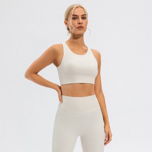 European and American-style women's sports bra: Lulu series, ultra-thin, shock-resistant, back-enhancing design, high-intensity support—perfect for fitness and yoga wear.