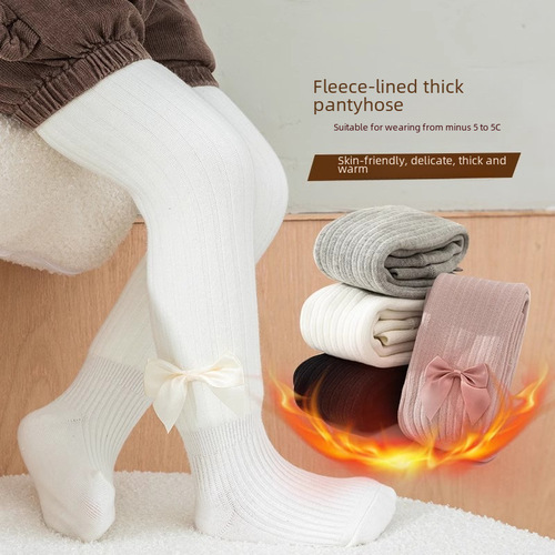 Leggings for girls, winter and autumn padded and thick baby footie onesies, one-piece warm fleece children's pantyhose