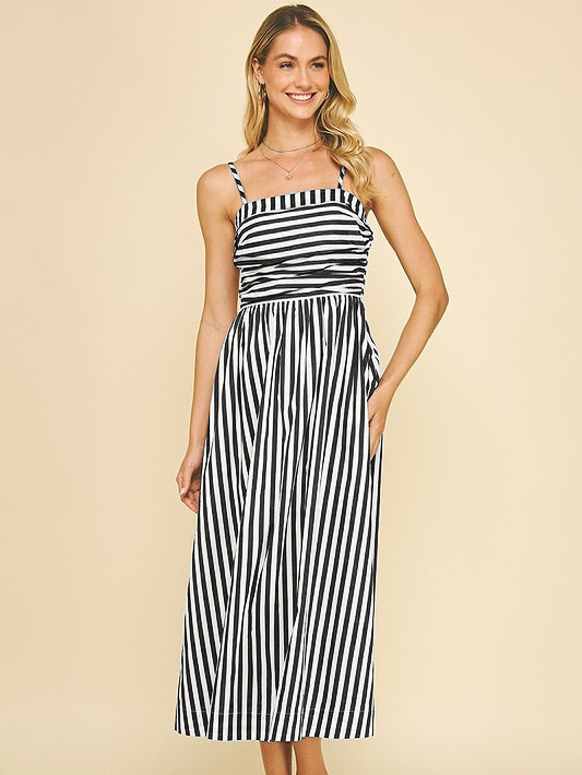 Women's Clothing Striped Maxi Dress With Pockets – Lightweight Resort Wear For Summer, American Style"​​_ecoleips.com