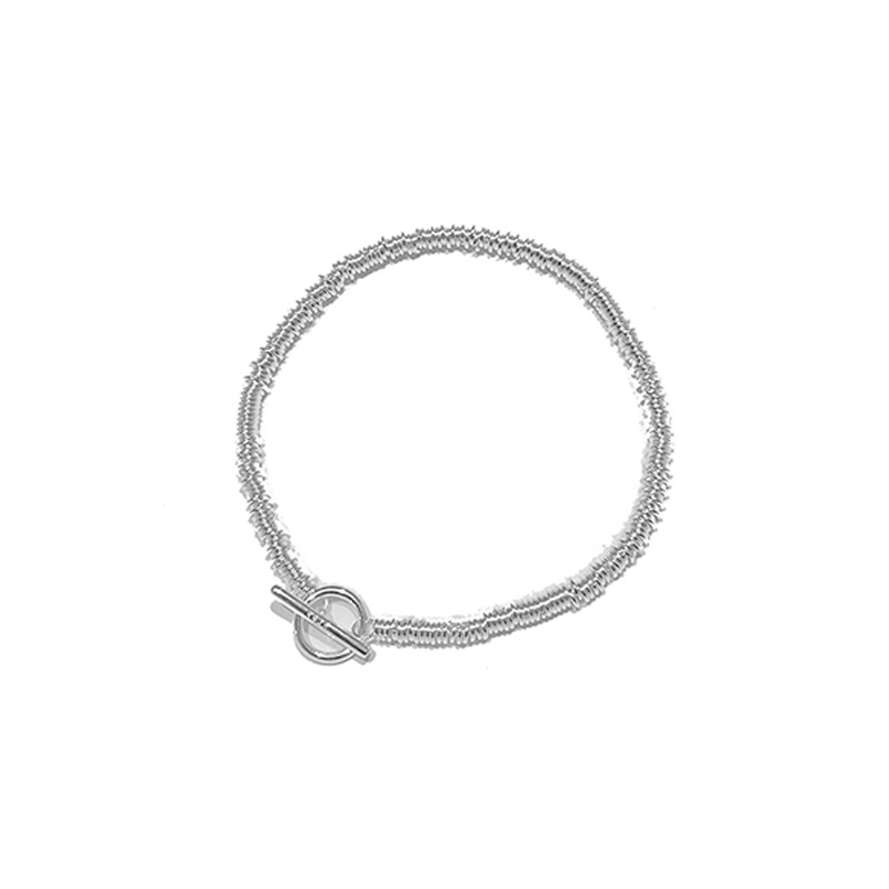 Estilo coreano industria pesada otbuckle Collar de plata liso s925 plata esterlina estilo coreano moda minimalista todo fósforo pulsera círculo femenino pareja
