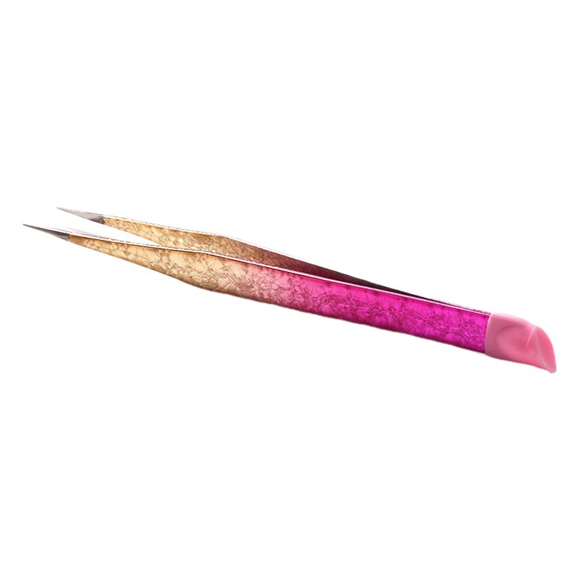 Nail art multi-functional double-ended tweezers with silicone press Rod embossed clip nail sticker Japanese nail art tool