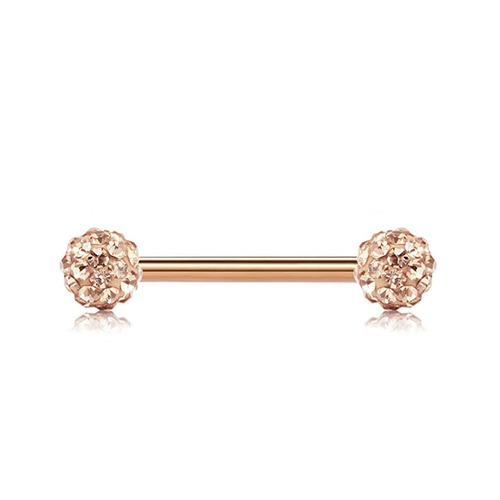 14G European and American stainless steel frosted diamond tongue nail rose gold breast nail ring Amazon cross-border body piercing jewelry