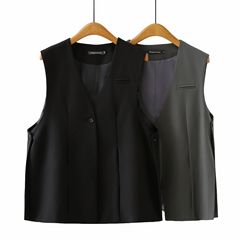 200斤胖妹妹秋季新款气质中长款西装马甲大码休闲坎肩外搭女8454