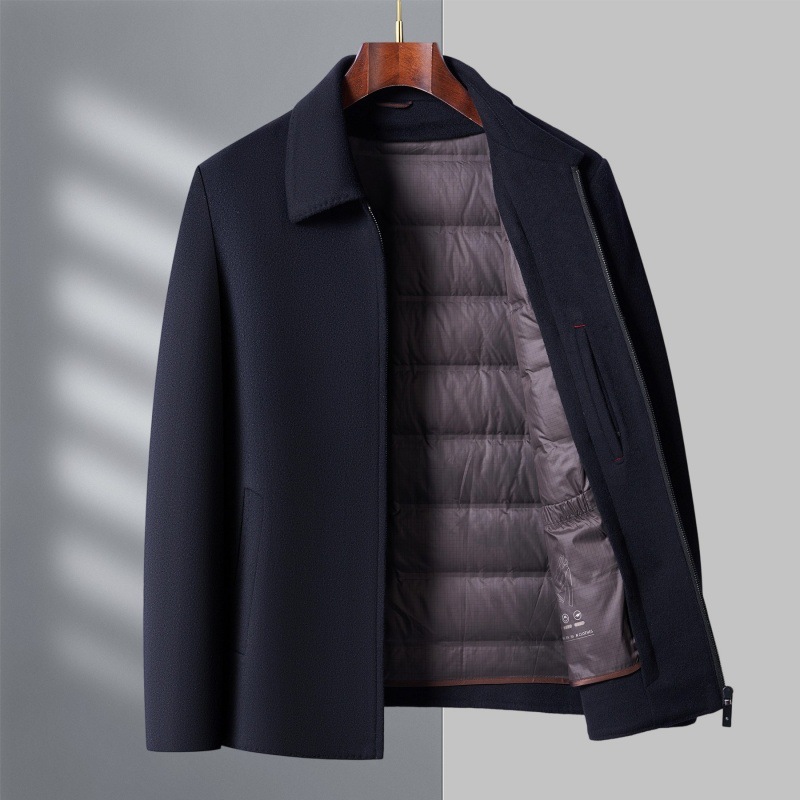 [Detachable down Liner] Autumn and Winter Lapel Wool Jacket Men's Short Middle-Aged Dad Wear