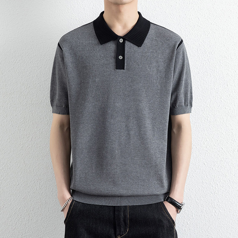 Polo camiseta de punto camiseta de manga corta camiseta de hombre paul línea tridimensional viejo qianfeng verano fábrica transfronteriza al por mayor