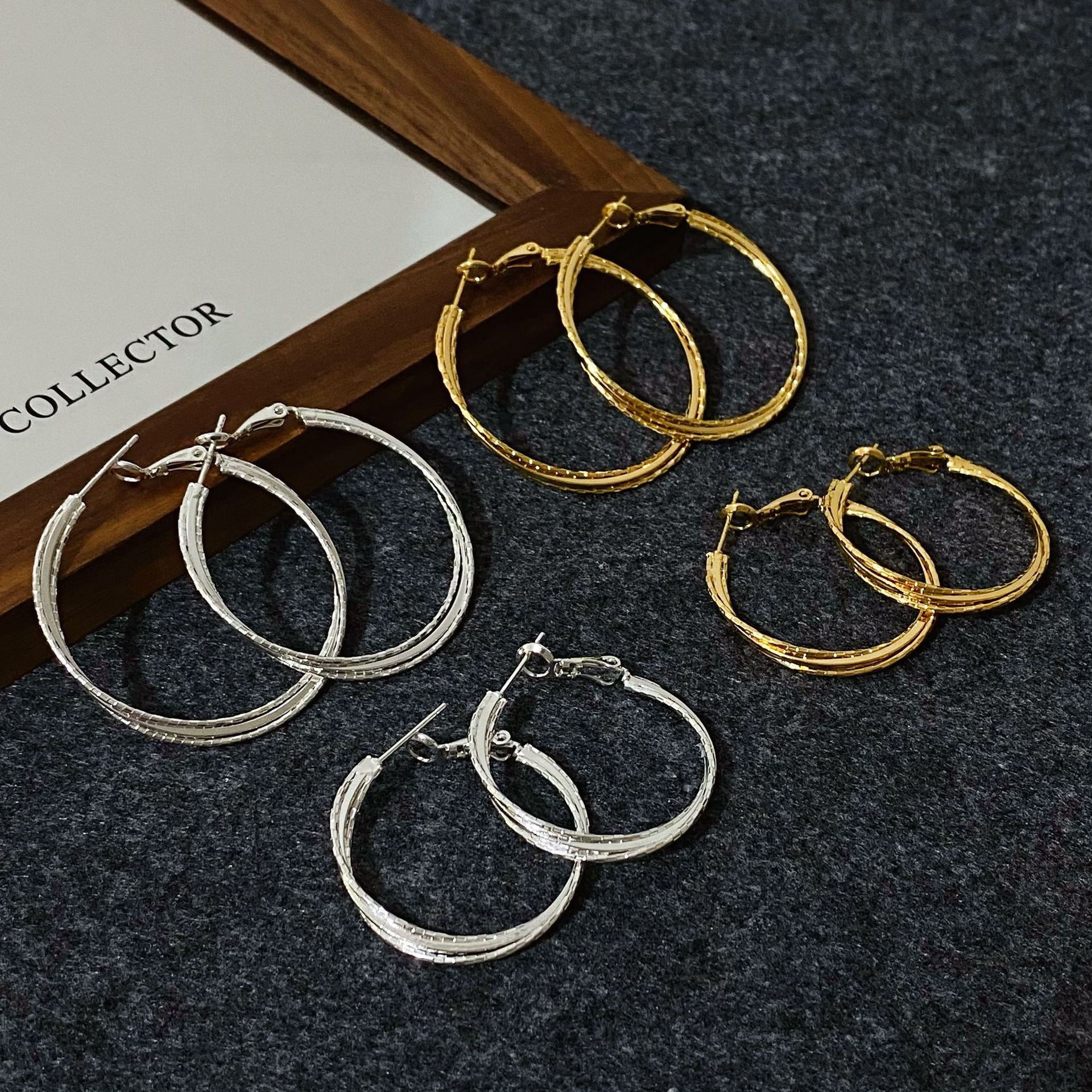Copper Gold-Plated Multi-Layer Twisted Hoop Earrings for Women, New Minimalist Fashion Style