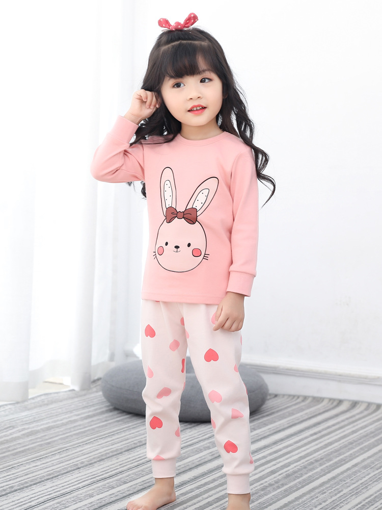 Ropa de otoño de los niños pantalones largos de algodón puro niños y niñas ropa interior traje cálido pijamas niños suéter de algodón