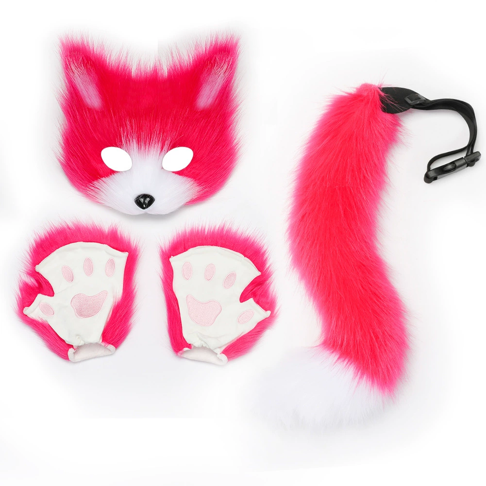 Хэллоуин веселье cos аксессуар набор женский плюшевый лиса маска эротический зверь хвост имитация лисьего хвоста набор