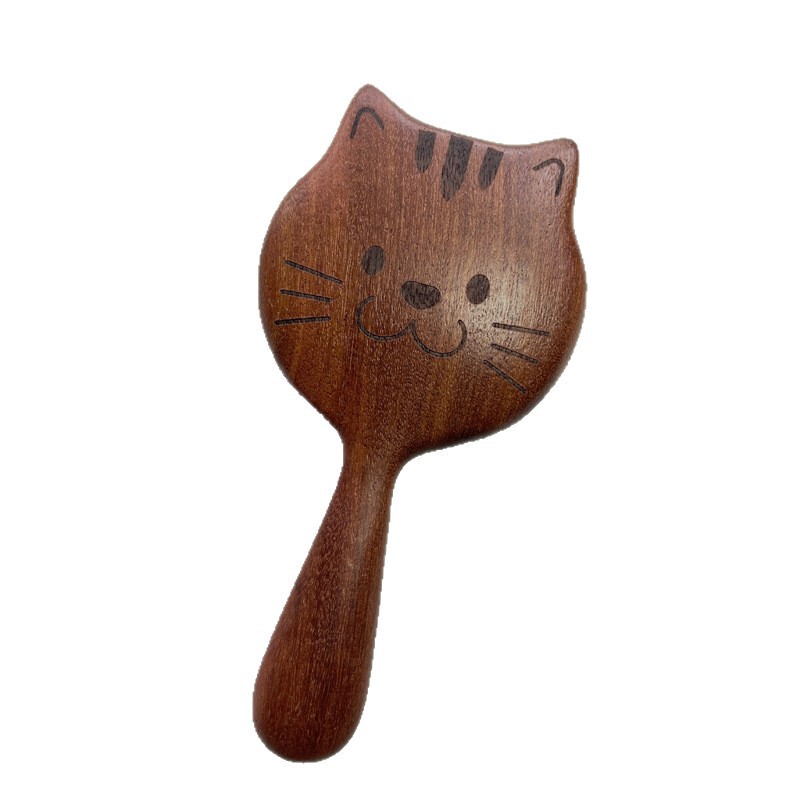 かわいい子猫の形をした白檀の爪とぎ、白檀のマッサージコーム、頭皮ツボ、ヘッドセラピー、経絡マッサージ、ロングハンドルコーム|undefined