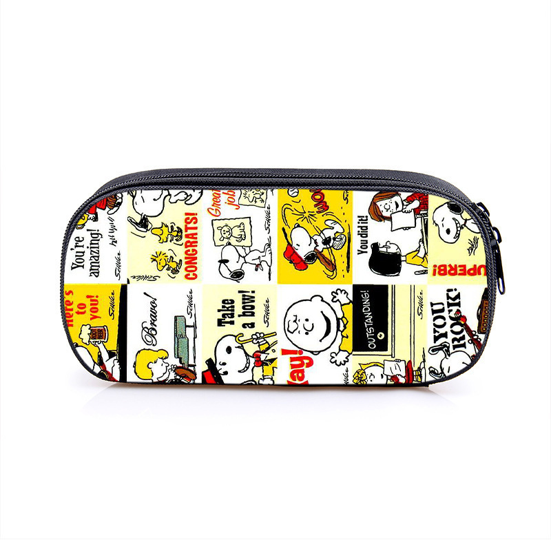 Nuevo Snoopy transfronterizo bolsas de lápiz de gran capacidad creativas caja de papelería de dibujos animados de alto valor de la cara caja de lápiz para estudiantes de primaria