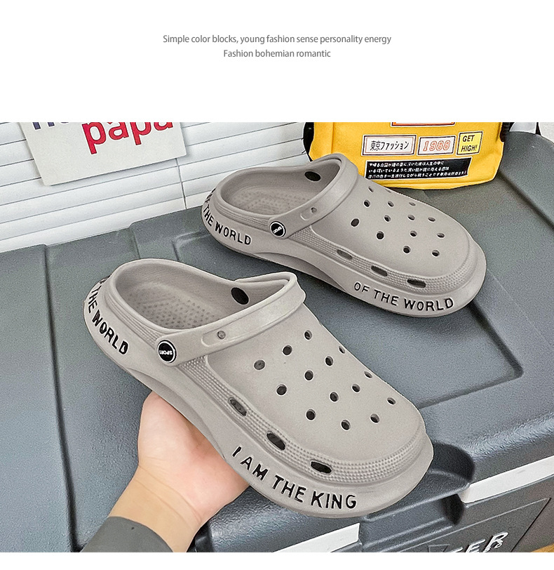 Loch Schuhe Herren Sommer Neue Dicke Sohlen Oberbekleidung Baotou Hausschuhe Rutschfeste Herren Sandalen Strandschuhe Sandale_voghion.com