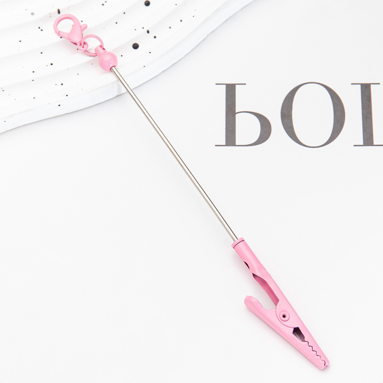 DIY beaded llavero clip creativo al por mayor estudiantes DIY beaded tarjeta de visita clip de banda metálica clip de notas de pesca