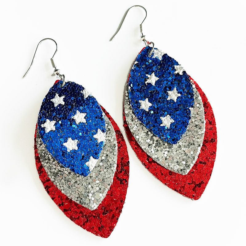 1 Pair Simple Style Classic Style Geometric Printing Pu Leather Drop Earrings display picture 4