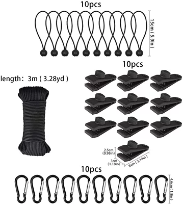 Camping Canopy Hook Nylon Tent | Çadırlar - 30-piece-set-33-m-black-rope-double