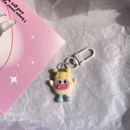 Cute colorful sausage mouth girl keychain ins Sanfu same style~student school bag pendant best friend gift jewelry