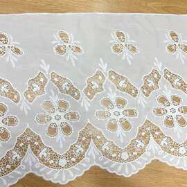 厂家经典杏色棉布玫瑰花刺绣蕾丝花边diy服装辅料洛丽塔材料批发