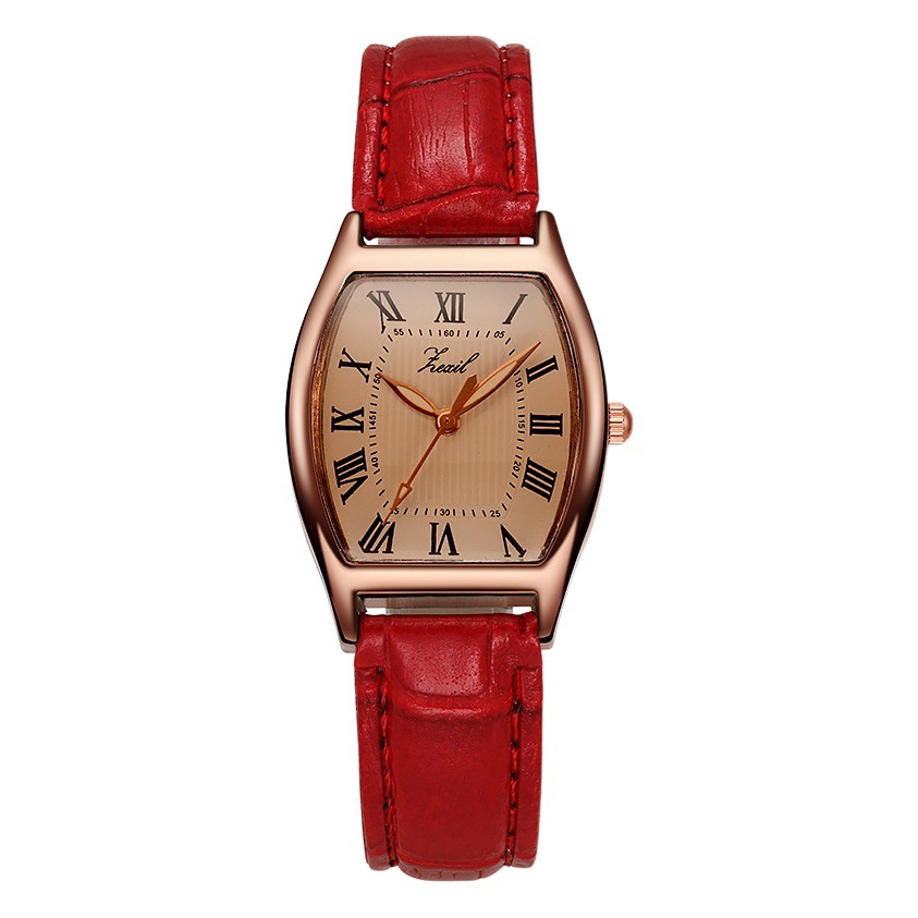 2026 New Model Women's Quartz Watch, Retro Style Barrel-Shaped Leather Strap Watch, Simple Watch for Female Students, in Stock