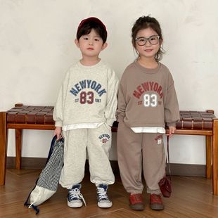 Children's Spring & Fall Suit Fake Two-Piece Boys and Girls Sports Sweatshirt 2025 New Spring Baby Casual Clothes