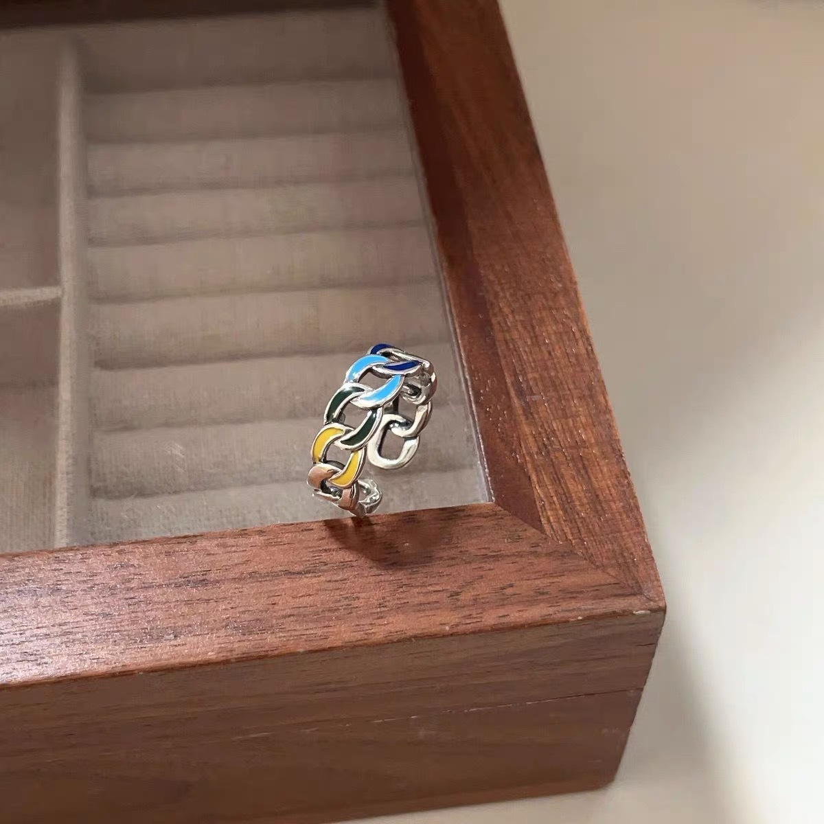 Cuban Link Ring Sterling Silver 925 Unisex Adjustable Ring_voghion.com