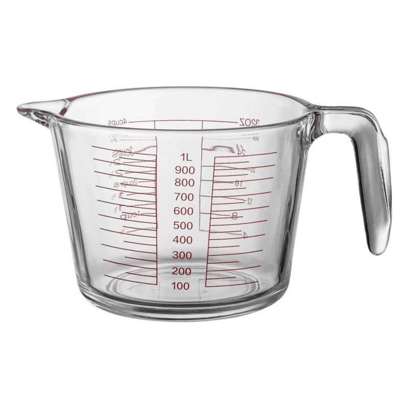 Стеклянный мерный стакан большой емкости со шкалой для выпечки бытовой чашки микроволновая печь с ручкой утолщенное прозрачное мерное стекло