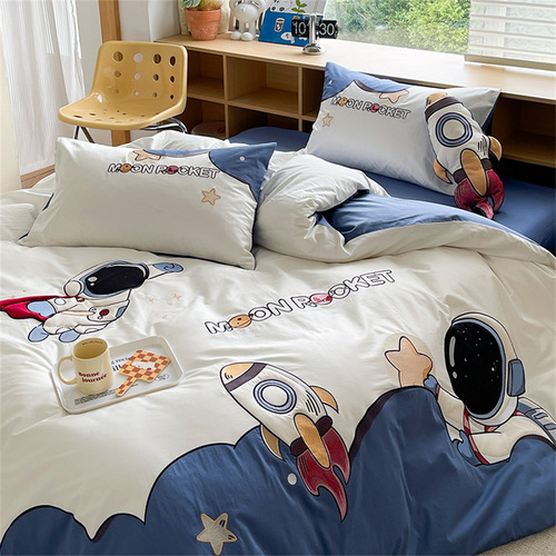 Astronaut 100 count Australian cotton four-piece set of children's boys' quilt cover sheets pure cotton three-piece bedding set