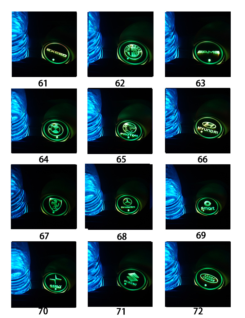 Car Luminous Water Cup Mat USB Charging Seven-Color Led Non-Slip Cup Mat Car Accessories Car Interior Atmosphere Light