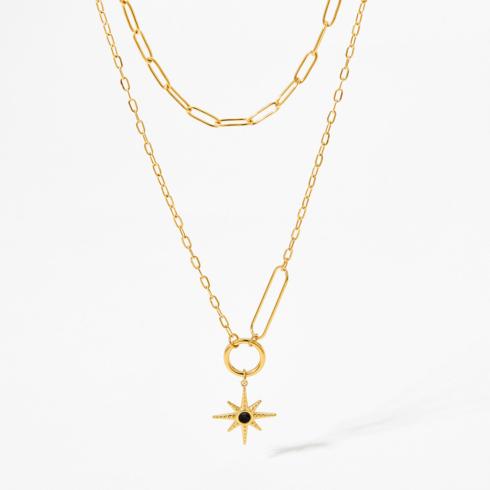 Fashion Star Stainless Steel Inlay Rhinestones Necklace_colorza_3