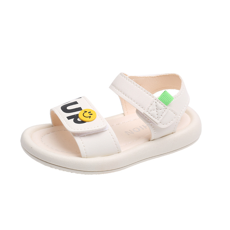 Summer Children's Sandals Korean Edition Girls' Baby Boys' Velcro Soft Sole Smiling Face Beach Shoes 1-6 Years Old_voghion.com