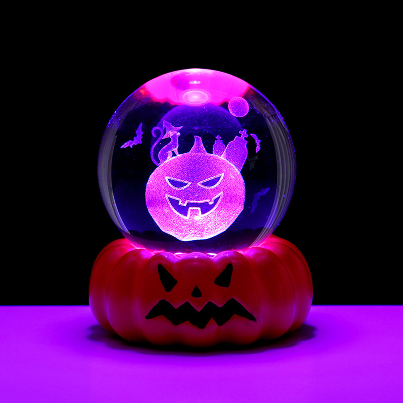 クロスボーダーハロウィンゴースト3Dクリスタルボールナイトライト発光ベースクリエイティブデスクトップ装飾オーナメントホリデーギフト|undefined
