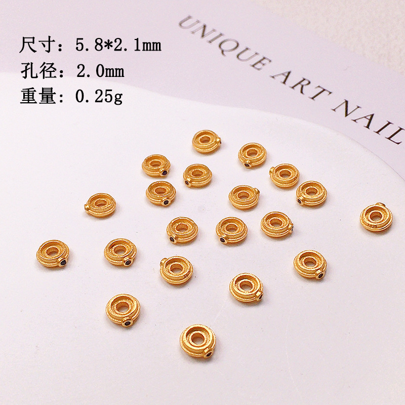 S925 silver gold-plated plate wrapped UFO beads spacer accessories string bracelet necklace string braided rope diy semi-formed