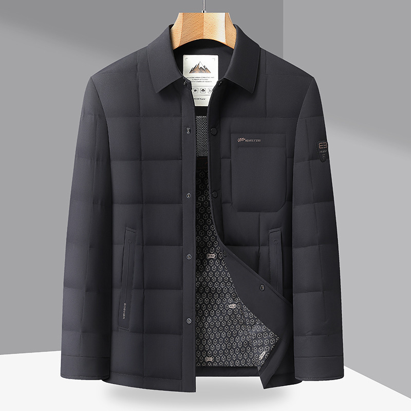 新款男士休闲宽松轻薄羽绒服青年时尚保暖外套衬衫款|undefined