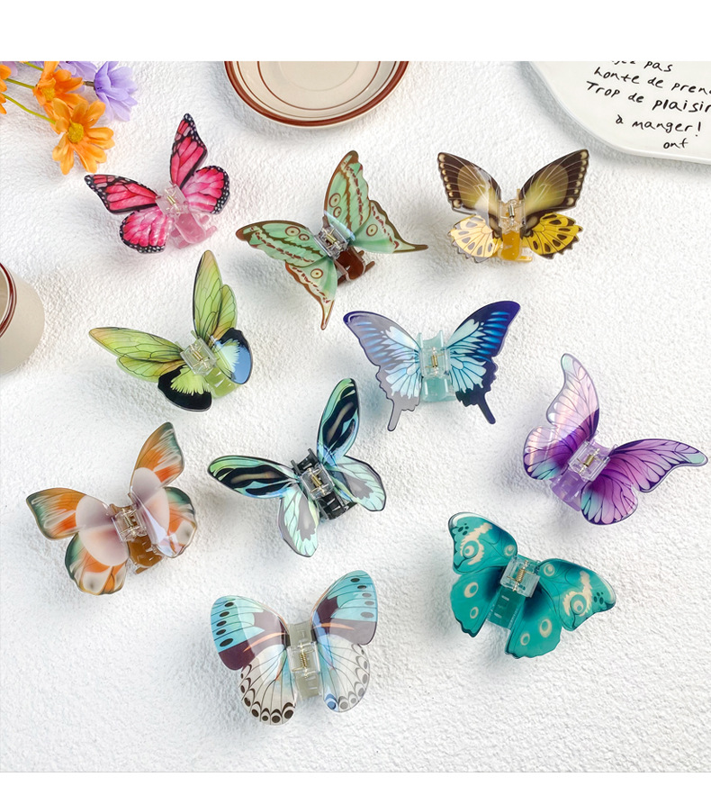 Acrylic Material Butterfly Pattern Simple Style Women's Butterfly Arylic Hair Claws