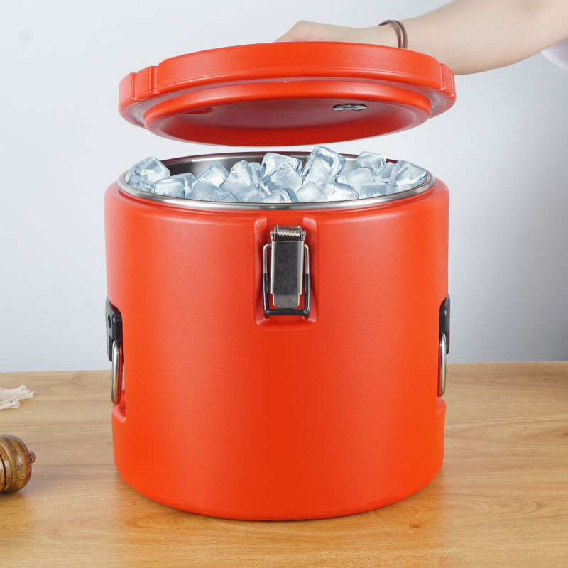 Cubo aislado de acero inoxidable 304 Cubo de arroz aislado comercial de gran capacidad estadounidense Cubo de sopa de comida escolar Cubo de verduras Cubo de transporte