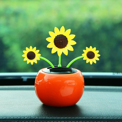 Car Sunflower Center Console High-End | Car ornaments - orange-sunflower