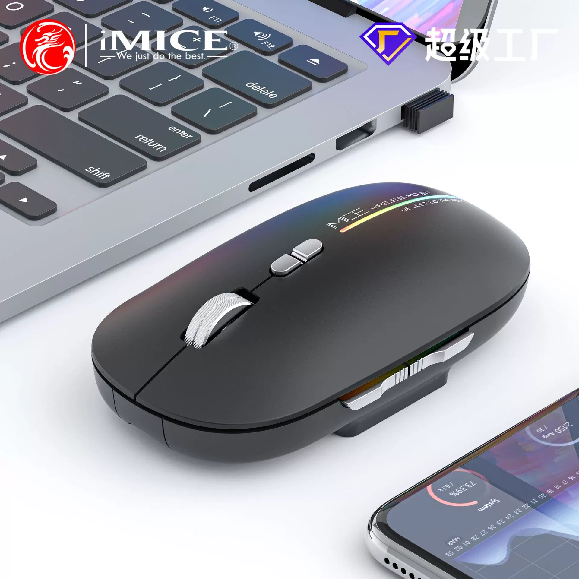 Бесшумная мышь IMICE с зарядкой, G901, Bluetooth, 4G