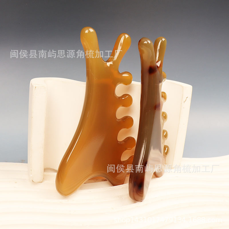 按摩梳四合一头部经络梳天然牛角梳头皮梳头脸面部疏通提拉小怪兽|undefined