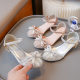Girls' Semi-Sandals 2025 New Summer Fashion Korean Style Princess Shoes Big Kids Girls Rhinestone Children High Heels