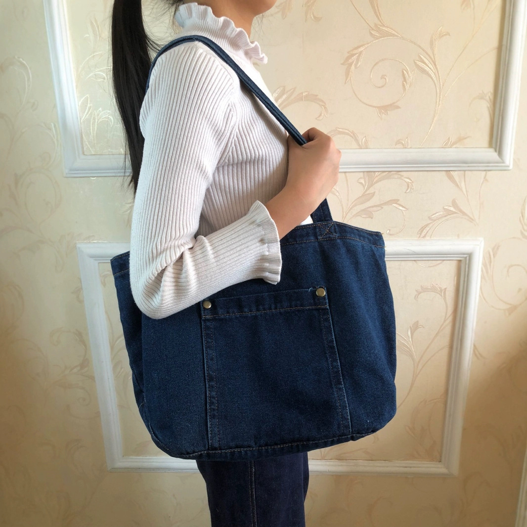 Sen es un bolso vaquero de hombro con bolsa de lona retro portátil bolsa de cercanías bolsa de recuperación de mochilas escolares bolsa de compras grande