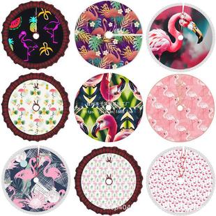 Flamingo Tree Skirt Cross-border New Product 78cm90cm101cm122cm Linen Short Plush Christmas Tree Decorations