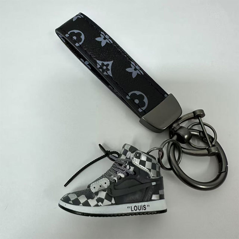 24.ow black and gray plaid + leather buckle